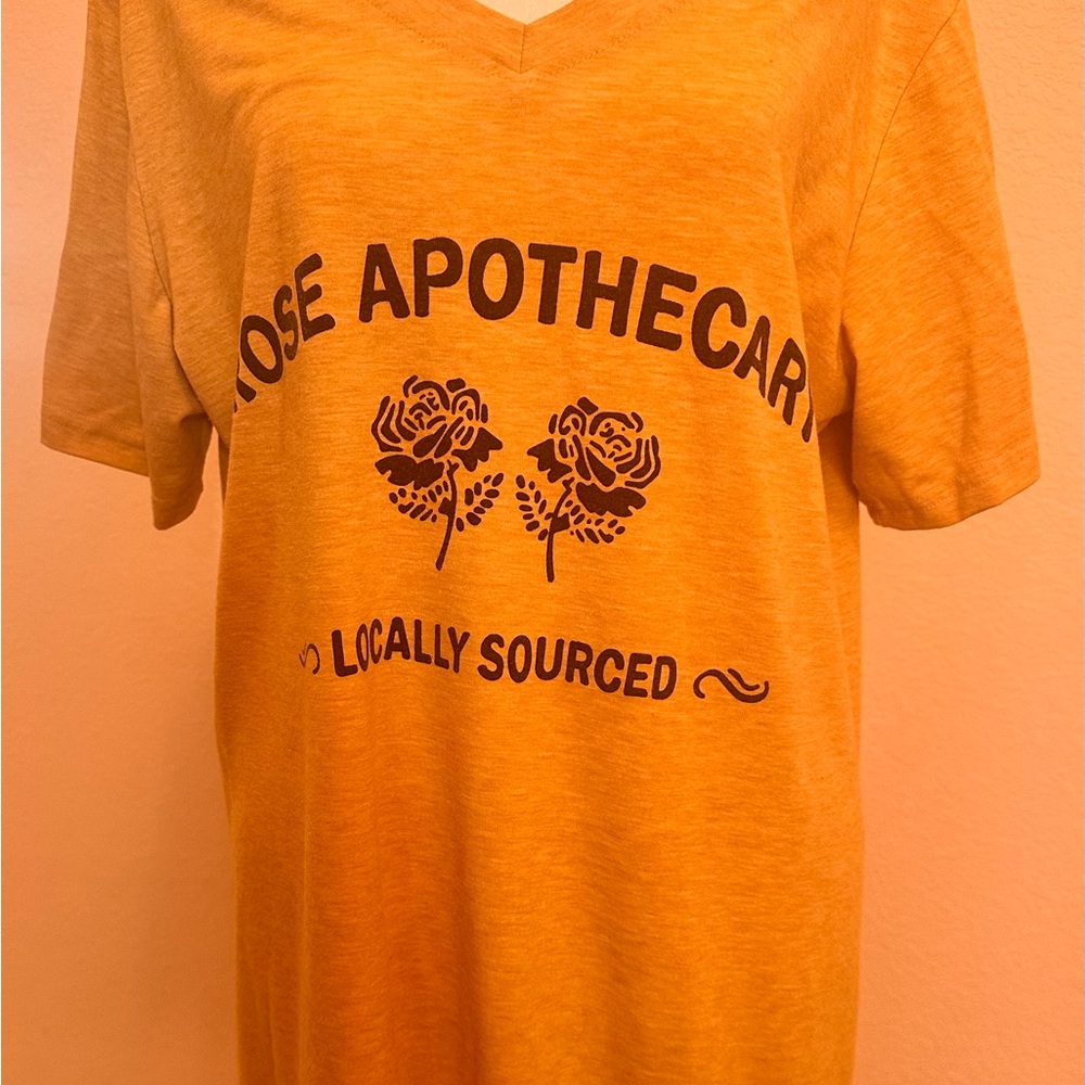 Yellow Graphic Tee with Rose Apothecary Print